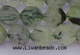 CRU793 15.5 inches 10mm faceted nuggets green rutilated quartz beads