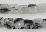 CRU84 15.5 inches 10*10mm square black rutilated quartz beads