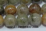 CRU904 15.5 inches 12mm round green rutilated quartz beads wholesale