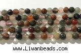 CRU912 15.5 inches 8mm faceted round mixed rutilated quartz beads