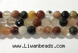 CRU916 15.5 inches 14mm faceted round mixed rutilated quartz beads