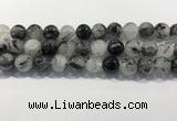 CRU932 15.5 inches 14mm round black rutilated quartz beads wholesale