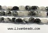 CRU940 12*18mm - 18*25mm faceted nuggets black rutilated quartz beads