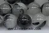 CRU955 15.5 inches 8mm round black rutilated quartz beads