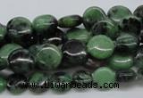 CRZ10 15.5 inches 10mm flat round ruby zoisite gemstone beads