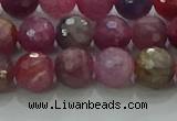 CRZ1123 15.5 inches 7mm faceted round natural ruby gemstone beads