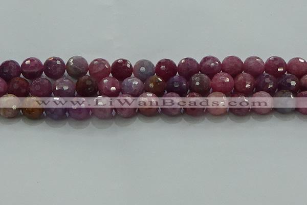 CRZ1126 15.5 inches 10mm faceted round natural ruby gemstone beads