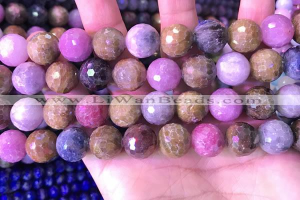 CRZ1146 15.5 inches 13mm faceted round ruby sapphire beads