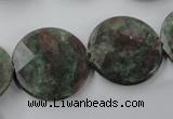 CRZ218 15.5 inches 25mm faceted coin ruby zoisite gemstone beads