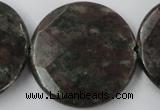 CRZ220 15.5 inches 35mm faceted coin ruby zoisite gemstone beads