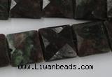 CRZ235 15.5 inches 15*15mm faceted square ruby zoisite gemstone beads