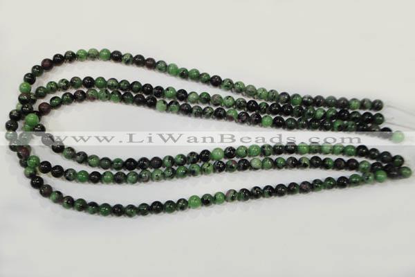 CRZ451 15.5 inches 6mm round ruby zoisite gemstone beads