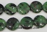 CRZ472 15.5 inches 16mm flat round ruby zoisite gemstone beads