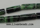 CRZ71 15.5 inches 8*20mm flat tube ruby zoisite gemstone beads