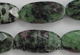 CRZ711 15 inches 15*30mm faceted oval ruby zoisite gemstone beads