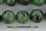 CRZ725 15.5 inches 14mm round ruby zoisite gemstone beads