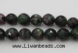 CRZ740 15.5 inches 9mm faceted round ruby zoisite gemstone beads