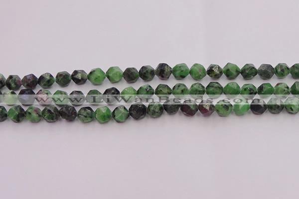 CRZ762 15.5 inches 8mm faceted nuggets ruby zoisite gemstone beads