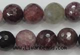 CRZ808 15.5 inches 12mm faceted round natural ruby sapphire beads