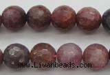 CRZ852 15.5 inches 8mm faceted round natural ruby gemstone beads