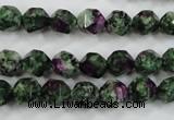 CRZ902 15.5 inches 8mm faceted nuggets Chinese ruby zoisite beads