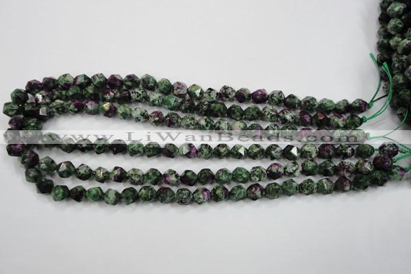 CRZ902 15.5 inches 8mm faceted nuggets Chinese ruby zoisite beads