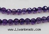 CSA14 15.5 inches 6mm faceted round synthetic amethyst beads