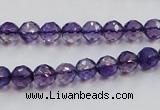 CSA15 15.5 inches 7mm faceted round synthetic amethyst beads