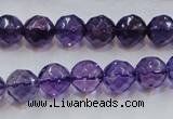 CSA17 15.5 inches 10mm faceted round synthetic amethyst beads