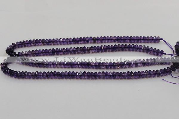 CSA19 15.5 inches 5*8mm faceted rondelle synthetic amethyst beads