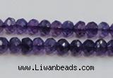 CSA20 15.5 inches 6*8mm faceted rondelle synthetic amethyst beads