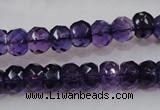 CSA21 15.5 inches 6*10mm faceted rondelle synthetic amethyst beads