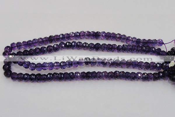 CSA21 15.5 inches 6*10mm faceted rondelle synthetic amethyst beads