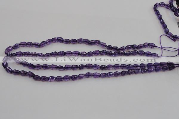 CSA24 15.5 inches 6*8mm faceted teardrop synthetic amethyst beads