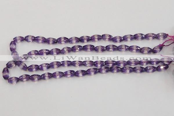 CSA25 15.5 inches 7*12mm faceted rice synthetic amethyst beads