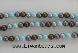 CSB1000 15.5 inches 4mm round mixed color shell pearl beads