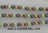 CSB1001 15.5 inches 4mm round mixed color shell pearl beads