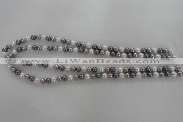 CSB1010 15.5 inches 6mm round mixed color shell pearl beads