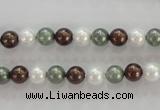 CSB1012 15.5 inches 6mm round mixed color shell pearl beads