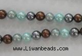 CSB1013 15.5 inches 6mm round mixed color shell pearl beads