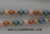 CSB1015 15.5 inches 6mm round mixed color shell pearl beads