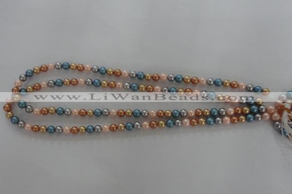 CSB1015 15.5 inches 6mm round mixed color shell pearl beads