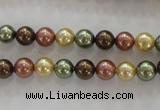 CSB1016 15.5 inches 6mm round mixed color shell pearl beads