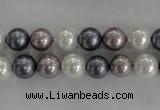 CSB1030 15.5 inches 8mm round mixed color shell pearl beads