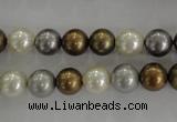 CSB1032 15.5 inches 8mm round mixed color shell pearl beads