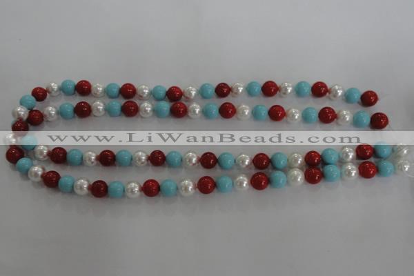 CSB1033 15.5 inches 8mm round mixed color shell pearl beads