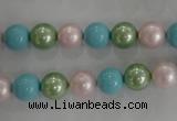 CSB1034 15.5 inches 8mm round mixed color shell pearl beads