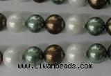 CSB1055 15.5 inches 10mm round mixed color shell pearl beads