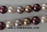 CSB1059 15.5 inches 10mm round mixed color shell pearl beads