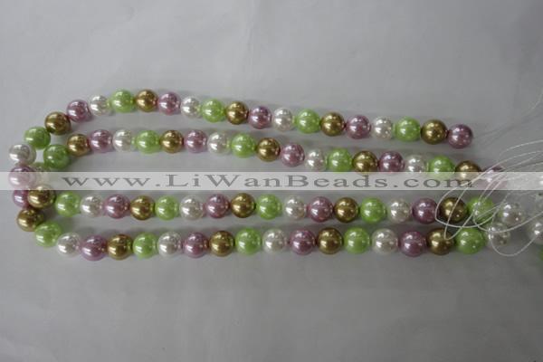 CSB1063 15.5 inches 10mm round mixed color shell pearl beads